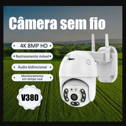 Câmera Inteligente WiFi V380 | Lente Dupla HD | Visão Noturna | Casa/Loja | À Prova D'água | Alarme Inteligente