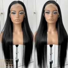360 Straight Lace Front Wigs Glueless Long Straight Hair Lace Front Wig Pre Plucked Synthetic HD Lace Front Wig 28-32inch Natural Black,613,1B99J - Multicolor - View 5