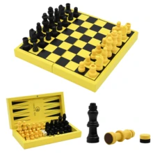 1 pièce Échiquier mini pliable 3-en-1 vert/jaune, 3 modes de jeu : échecs, dames, morpion, plateau en bois portable pour 2 joueurs, jeux de famille et d'extérieur, excellent cadeau pour Pâques, Noël, Halloween, anniversaire - Multicolore - Voir 7