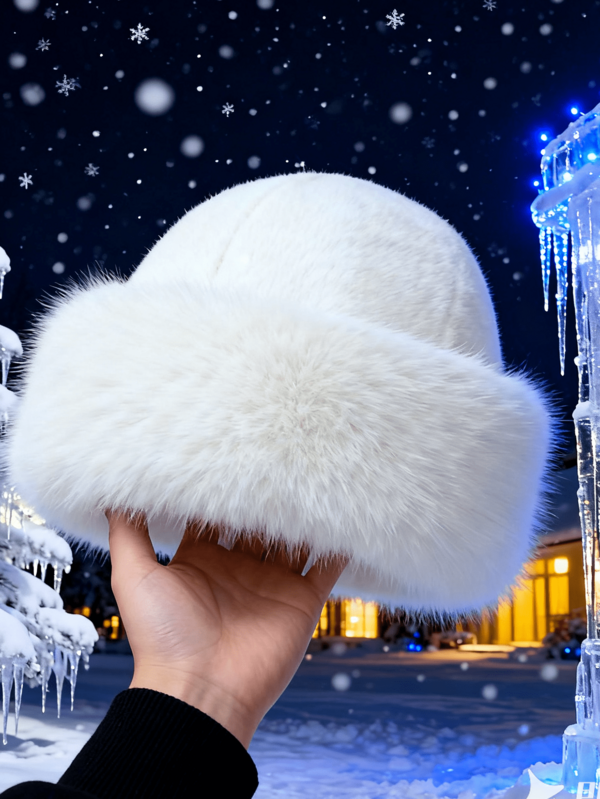 1 pieza Sombrero de moda esponjoso para atuendos de invierno y otoño