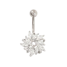 1-2枚优雅立方氧化锆花朵造型肚脐环，适合女性日常佩戴、约会、派对等场合。 - 彩色 - 查看 8