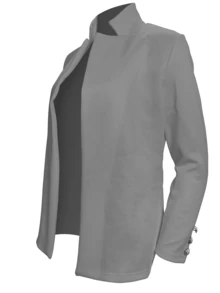 1件女士优雅纯色翻领纽扣开衫毛衣，春秋季 - 深灰色 - 查看 3