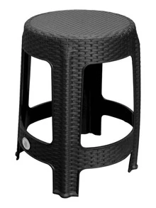 2 Bancos Plástico Rattan Redondo Uso Rudo Jardin Reforzado - Negro - Ver 3