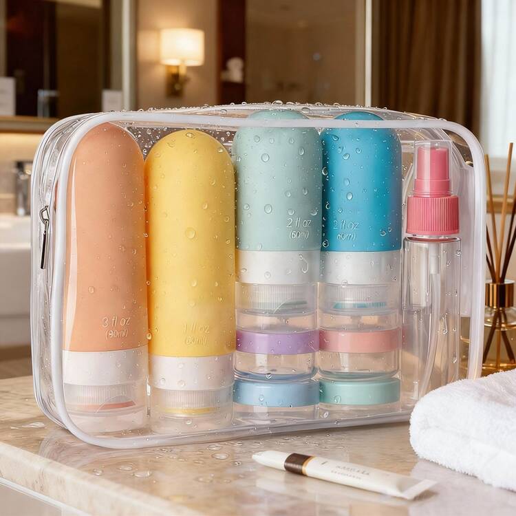 [17PCS Travel Bottles Set]Leakproof Silicone Toiletry Containers - Refillable Cosmetic Bottles For Shampoo, Lotion & Soap With Storage Bag | TSA Approved Travel Essentials 17pcs Travel Bottle Set, Portable Refillable Travel Accessories For Toiletries, TSA Approved, Leak-Proof Travel Size Container Set For Shampoo Conditioner Lotion Liquid Travel Bottle - Multicolor - View 1