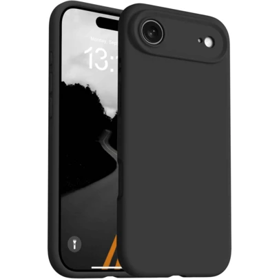 Ốp lưng điện thoại silicon mờ, siêu mỏng, mềm mại, bảo vệ toàn diện ống kính, tương thích với iPhone 17/16/15/14/13/12/11 Air/Pro/Max/Mini, X/XS Max/XR/SE3/SE3/8/7/6 Plus/6s - Màu đen