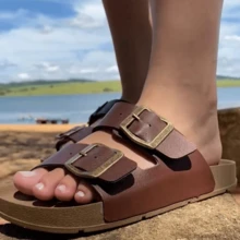 Unisex  Sandal Adjustable Anti-Stress Soft Comfortable Casual Everyday - 鏽棕色 - 查看 1