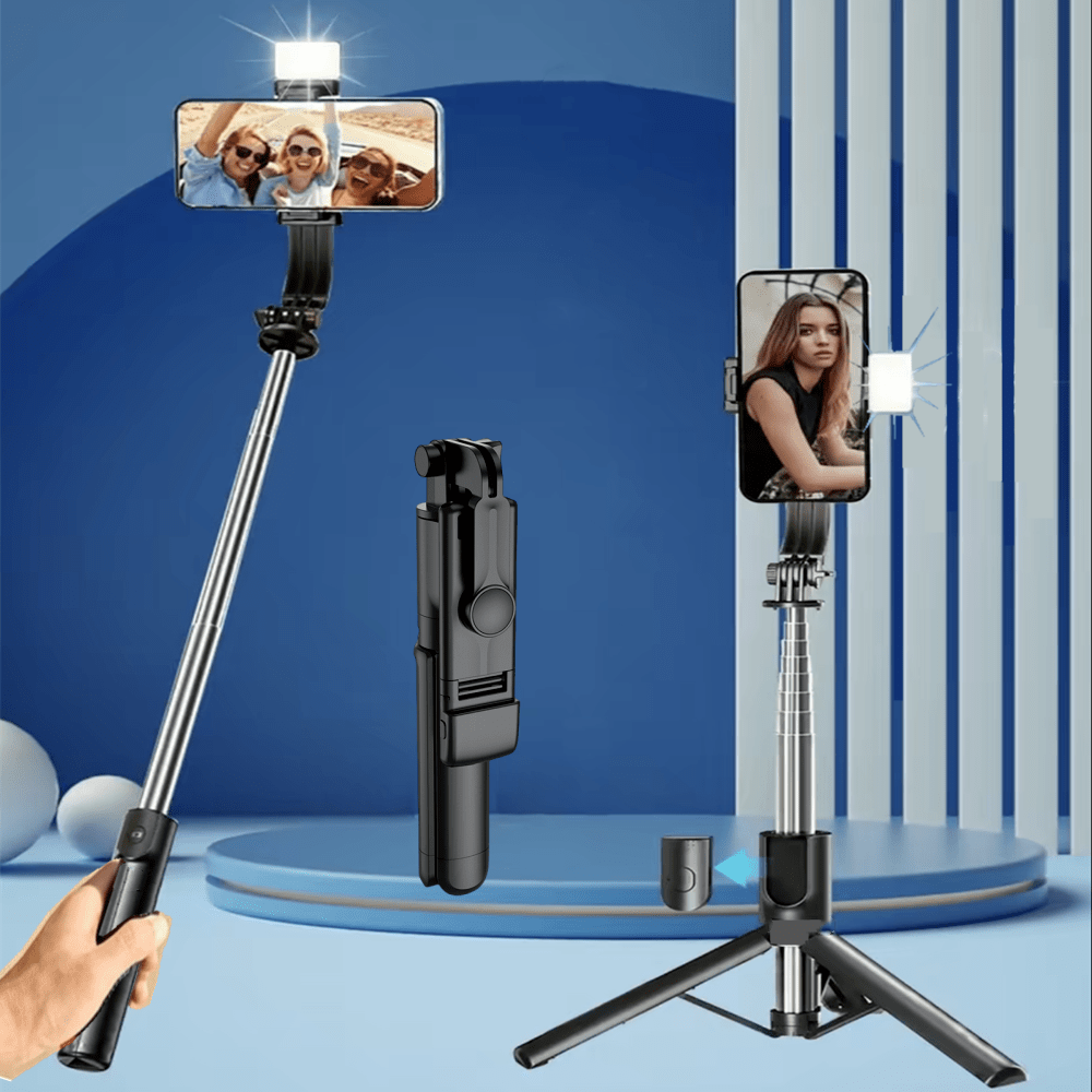 Portable Tripod Bluetooth Selfie Stick Retractable Multifunctional Phone Holde With Selfie Light Wireless Remote