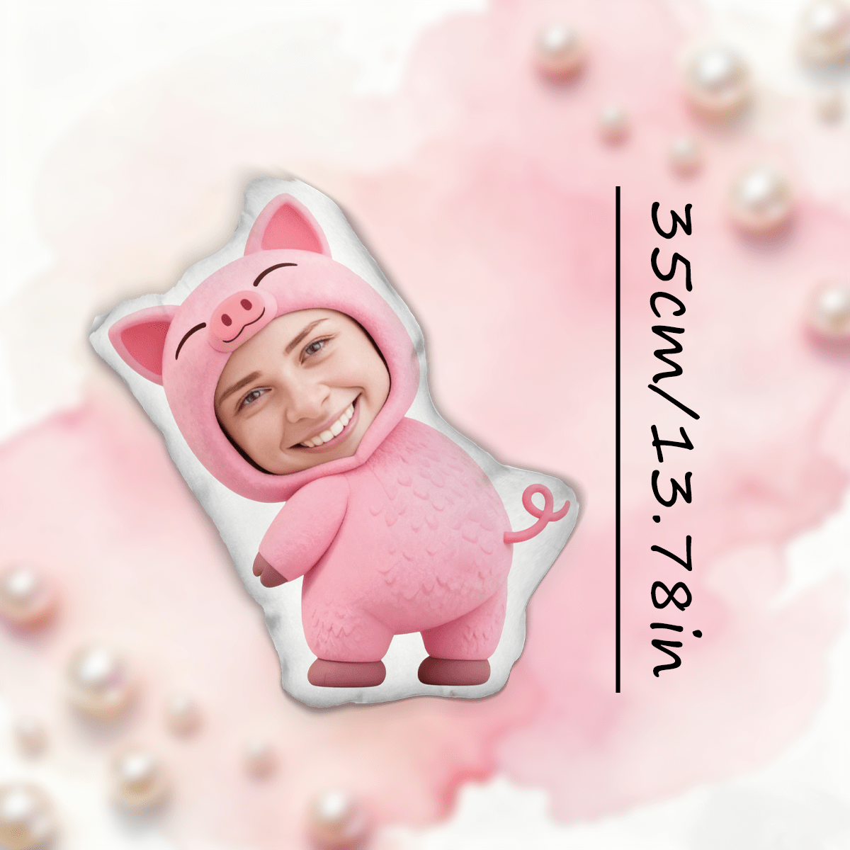 Customized Pet Head Pillow - Double-Sided Printed, Hand Washable, Modern Casual Style, Zipper Closure, Polypropylene Filling, Polyester Cover, Digital Printing, Decorative Multi-Purpose Cushion Christmas Gift - Piggy - View 17