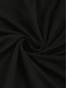 小码女士纯色休闲蕾丝拼接长袖圆领T恤，百搭家居长袖上衣 - 黑色 - 查看 8