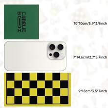 1 pièce Échiquier mini pliable 3-en-1 vert/jaune, 3 modes de jeu : échecs, dames, morpion, plateau en bois portable pour 2 joueurs, jeux de famille et d'extérieur, excellent cadeau pour Pâques, Noël, Halloween, anniversaire - Multicolore - Voir 5