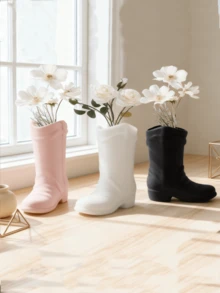 1pc Mini Resin Boot Vase, A Unique Small Dried Flower Vase, Can Also Be Used As A Match Storage Bucket, A Home Decoration Item, And The Best Gift - Multicolor - View 2