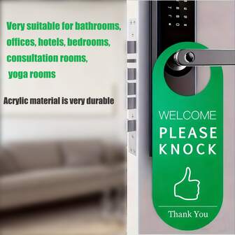 1pc Reversible Do Not Disturb/Welcome Sign, 9x24cm, Durable Acrylic Hanging Plaque, Suitable For Home Office Hotel, Easy To Install On Various Doorknobs, Double-Sided Printing