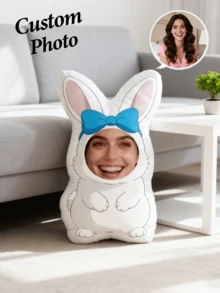 Personalized Face Pillow, Pink Bear, Customized Body Pillow, Personalized And Fun. Suitable For Father's Day, Mother's Day, Halloween, Christmas, Christmas Eve, Valentine's Day, Birthday, Personalized Day, Soldier's Day, Thanksgiving, Easter, April Fool's Day, Carnival, Festival, And National Day. - Upload Pictures to Customize Pillows - View 5