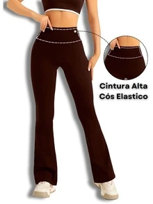 Flare Ballerina Pants With High Waist, Comfortable Supplex Fabric With Wolfox - 鏽棕色 - 查看 2