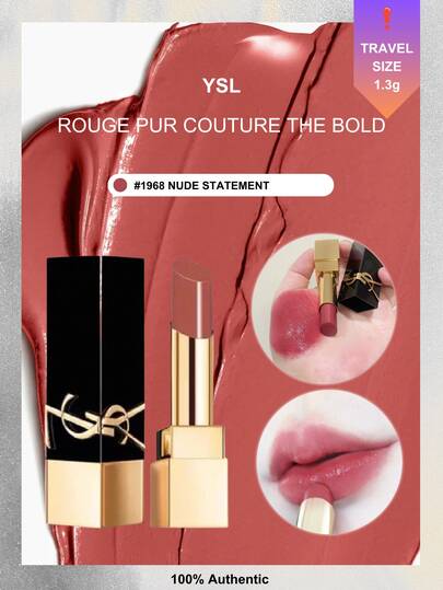 Barra de labios mate luminosa YSL, No.12 Rojo marrón vintage/No.1968 Marrón naranja caramelo (1.3g)