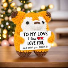 1pc Handmade Crochet Desktop Decor Ornament, Cute Fox Design, Great Birthday Gift For Best Friends, Sisters, Moms, Grandmas, Unisex, Keychain, Plush Doll, Positive Emotion, Creative Party Favor For Halloween, Christmas