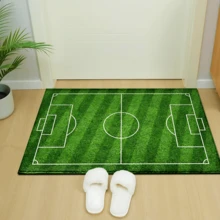 1 Stück Fußballfeld Muster bedruckter Teppich, Kunstwoll-Matte - hochabsorbierend, leicht zu reinigen, geeignet für Heimdekoration, Bauernhaus, Eingangsbereich, Innenbereich, Zimmer, Küche, Esszimmer, kleines Büro/Homeoffice, Spüle, Waschküche, Fußmatte, Küchenmatte, rutschfeste Matte