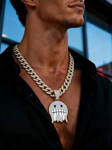 1pc Stylish Alloy Hip-Hop Face Expression Pendant Necklace With  Chain For Daily Wear - Hip Hop Pendant - View 3