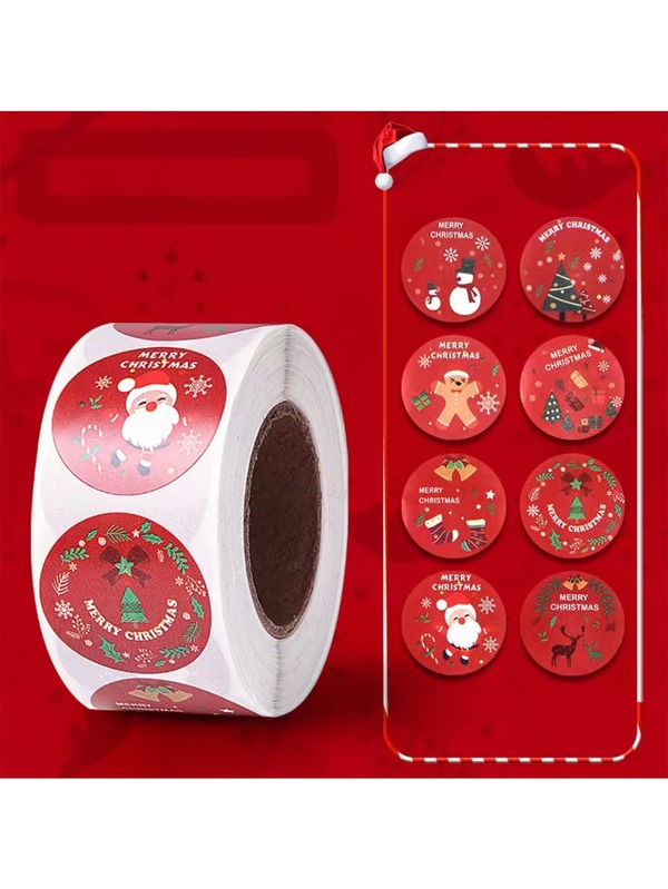 500 buc etichete autocolante pentru cadouri cu tematică de Crăciun, Moș Crăciun, Brad de Crăciun, Reni de Crăciun, autocolante autoadezive, decalcomanii, autocolante de sigilare, etichete decorative festive, decorațiuni pentru cadouri de Crăciun, autocolante pentru cadouri, autocolante decorative