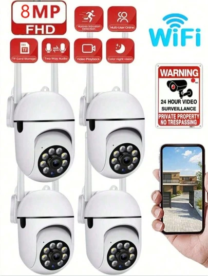 8MP/4K Camaras de  al aire libre. Camaras WiFi 2.4GHzy 5G para la  del hogar, Camaras de vigilancia de cúpula 4K Vista 360*. CÃmara de  impermeable con detección de movimlento,Audio de 2 vias