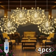 4/2 Pcs USB-Powered Fairy String Lights, Hanging Copper Wire Firework Lights, Christmas Garden Decor, 8 Lighting Modes, Sparkling Fairy Indoor Light Strings, Suitable For Gardens, Courtyards, Porches, Umbrellas, Tents, Weddings, Parties, Christmas Decorations, Party Accessories, Button Control - USB - View 12