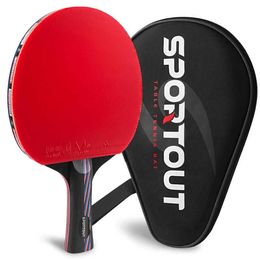 مضرب تنس طاولة، مضرب تنس طاولة احترافي مع حقيبة قماشية، مطاط معتمد من الاتحاد الدولي للتنس الطاولة للمبتدئين واللاعبين المحترفين، تدريب مضرب احترافي. - الأحمر - مشاهدة 1