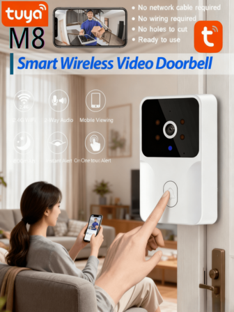 Smart Wireless Remote Video, HD Night Vision Doorbell, WiFi Rechargeable Security Doorbell Camera, Two-Way Talk, Photo Taking, Recording, App Control For Home Security