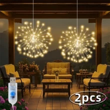 4/2 Pcs USB-Powered Fairy String Lights, Hanging Copper Wire Firework Lights, Christmas Garden Decor, 8 Lighting Modes, Sparkling Fairy Indoor Light Strings, Suitable For Gardens, Courtyards, Porches, Umbrellas, Tents, Weddings, Parties, Christmas Decorations, Party Accessories, Button Control - USB - View 14