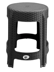 2 Bancos Plástico Rattan Redondo Uso Rudo Jardin Reforzado - Negro - Ver 5