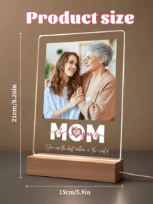 Custom Mother's Day Photo Collage Acrylic Plaque With Night Light, Custom Acrylic Plaque For Mom Friend, Personalized Photo Acrylic Plaque - Multicolor - View 5