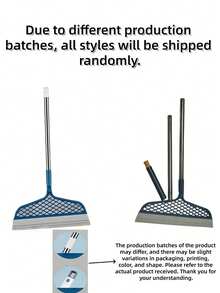 Multi-Functional Vertical Broom And Dustpan Three Pieces Set, Rotatable Non-Stick Hair Scraper Water Scraper Broom Dustpan Combination Set, Flexible Cleaning Combination, Suitable For Home Use - Suitable For Living Room, Bedroom, Bathroom, Kitchen, Courtyard And Other ScenesCan Be Used For Home Decoration, Car Decoration, Office Desk Decoration, Dining Table Decoration, Teacher's Day Gift, Birthday Gift - Multicolor - View 8