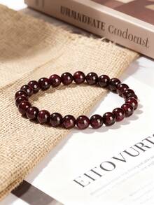 1 szt. Naturalny granat 4 mm, 6 mm, 8 mm, 10 mm, okrągłe koraliki, bransoletka z kruszonego kamienia, biżuteria z kamieni leczniczych dla energii i równowagi, modna ręcznie robiona biżuteria i akcesoria odpowiednie dla nastolatków