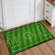 1 Stück Fußballfeld Muster bedruckter Teppich, Kunstwoll-Matte - hochabsorbierend, leicht zu reinigen, geeignet für Heimdekoration, Bauernhaus, Eingangsbereich, Innenbereich, Zimmer, Küche, Esszimmer, kleines Büro/Homeoffice, Spüle, Waschküche, Fußmatte, Küchenmatte, rutschfeste Matte