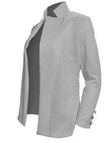 1件女士优雅纯色翻领纽扣开衫毛衣，春秋季 - 淺灰色 - 查看 3