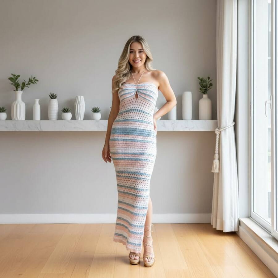 Women's Long Style Modal Knit Dress - Dusty Pink - View 1