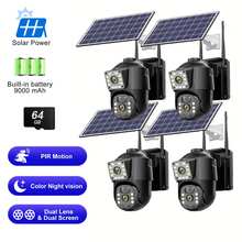 4K Solar Security Cameras Wireless Outdoor, Battery Powered 5GHz/2.4GHz WiFi 360° PTZ Cameras For Home Security With Color Night Vision, PIR Motion Detection, APP Siren Alert, 2-Way Talk, IP66 Waterproof, Support Alexa - 黑色 - 查看 9