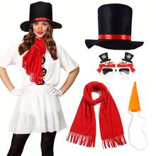 4/9 件圣诞雪人服装套装，包括帽子、手套、围巾，适合圣诞节、万圣节