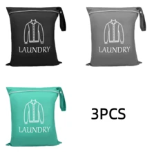 大号旅行洗衣袋，干湿两用袋，可洗脏衣服抽绳袋，适用于运动服、泳衣、健身服，蓝色、粉色、黑色、灰色 - 衣服 - 查看 19