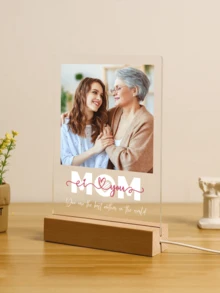 Custom Mother's Day Photo Collage Acrylic Plaque With Night Light, Custom Acrylic Plaque For Mom Friend, Personalized Photo Acrylic Plaque - Multicolor - View 3