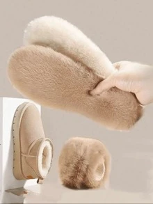 1 par de plantillas acolchadas y cálidas de forro polar unisex, con suela blanda, cómoda y transpirable, de felpa larga y antifrío para el calzado - café - Ver 16
