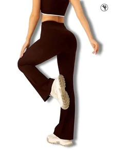 Flare Ballerina Pants With High Waist, Comfortable Supplex Fabric With Wolfox - 鏽棕色 - 查看 4