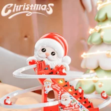 Izengate 圣诞节新款儿童玩具，益智游戏，2 种模式 - 灯光和音乐/静音，有趣的轨道攀爬玩具，自动攀爬轨道滑梯玩具，圣诞老人爬梯玩具，男孩女孩的最佳生日圣诞节万圣节新年礼物（不含电池）