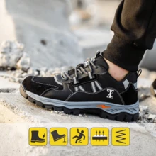 Botas industriales con puntera de acero para hombre, Antideslizantes y Resistentes, Athletic, Fitness, Sportswear, street style, workout outfit - Negro - Ver 9