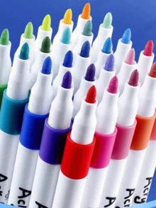 60-Colors Acrylic Markers Set - 60/48/36/24pcs Set Water-Based Coloring Pens For Student Art, Anime, Drawing And Sketching Back To School - Colorful - View 4