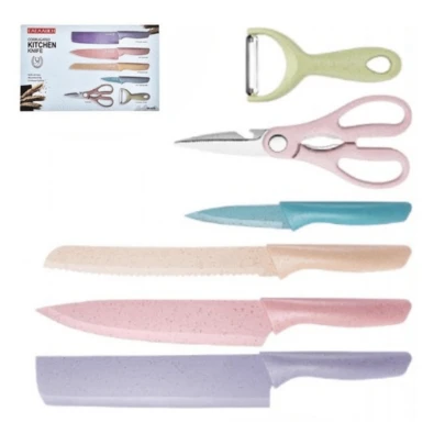 dandu home Juego De Cuchillos 7 Pcs Set Cuchillos Para Pan, Chef, Slice, Multiuso, Pizza, Cocina y Pelador