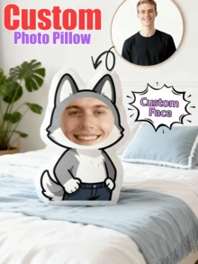Personalized Face Pillow, Pink Bear, Customized Body Pillow, Personalized And Fun. Suitable For Father's Day, Mother's Day, Halloween, Christmas, Christmas Eve, Valentine's Day, Birthday, Personalized Day, Soldier's Day, Thanksgiving, Easter, April Fool's Day, Carnival, Festival, And National Day. - Upload Pictures to Customize Pillows - View 9