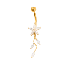 1-2枚优雅立方氧化锆花朵造型肚脐环，适合女性日常佩戴、约会、派对等场合。 - 彩色 - 查看 7