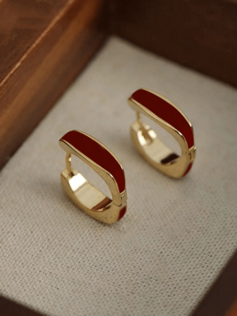 1对简约奢华百搭派对轻盈别致几何时尚女士圈形耳环