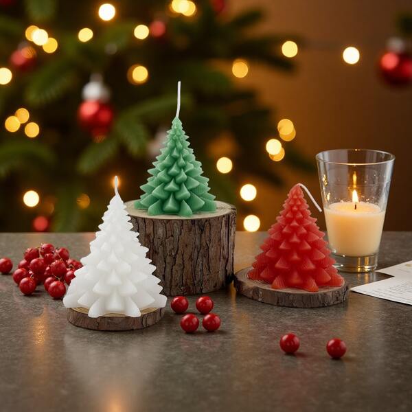 1 pieza Vela perfumada con forma de árbol de Navidad, decoración creativa de alta gama con aroma a cedro, vela perfumada como regalo, regalo para otros, regalo navideño, decoración navideña, regalos de Navidad