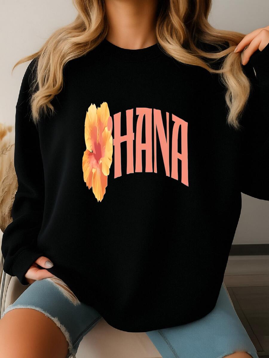 Ohana T Shirt Family Inspired Tee Lilo And Stitch Shirt Cute Graphic Sweatshirt - màu đen - Xem 1